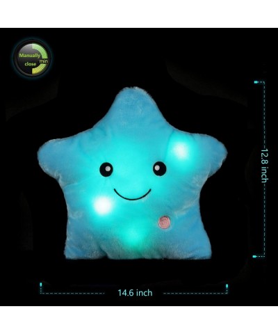 LED Twinkle Star Shaped Plush Pillow Creative Night Light Glowing Cushions Plush Stuffed Toys Gifts for Kids Decoration (Blue...