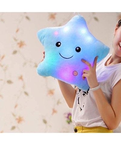 LED Twinkle Star Shaped Plush Pillow Creative Night Light Glowing Cushions Plush Stuffed Toys Gifts for Kids Decoration (Blue...