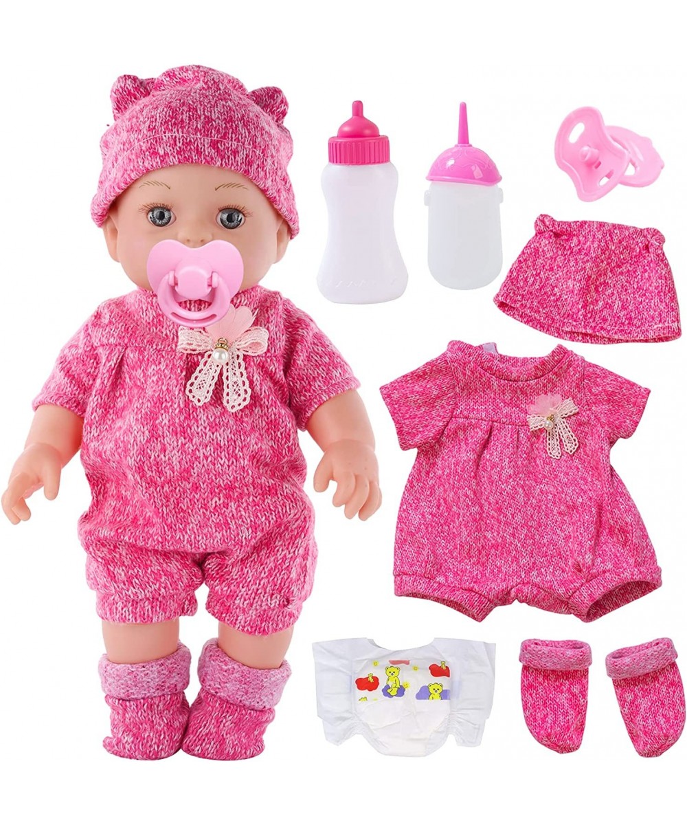 12 Inch Baby Doll with Clothes and Accessories Reborn Alive Baby Doll Feeding and Caring Set with Baby Bottles Diaper Nipple ...