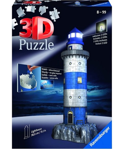 Lighthouse - Night Edition - 216 Piece 3D Jigsaw Puzzle for Kids and Adults - Easy Click Technology Means Pieces Fit Together...