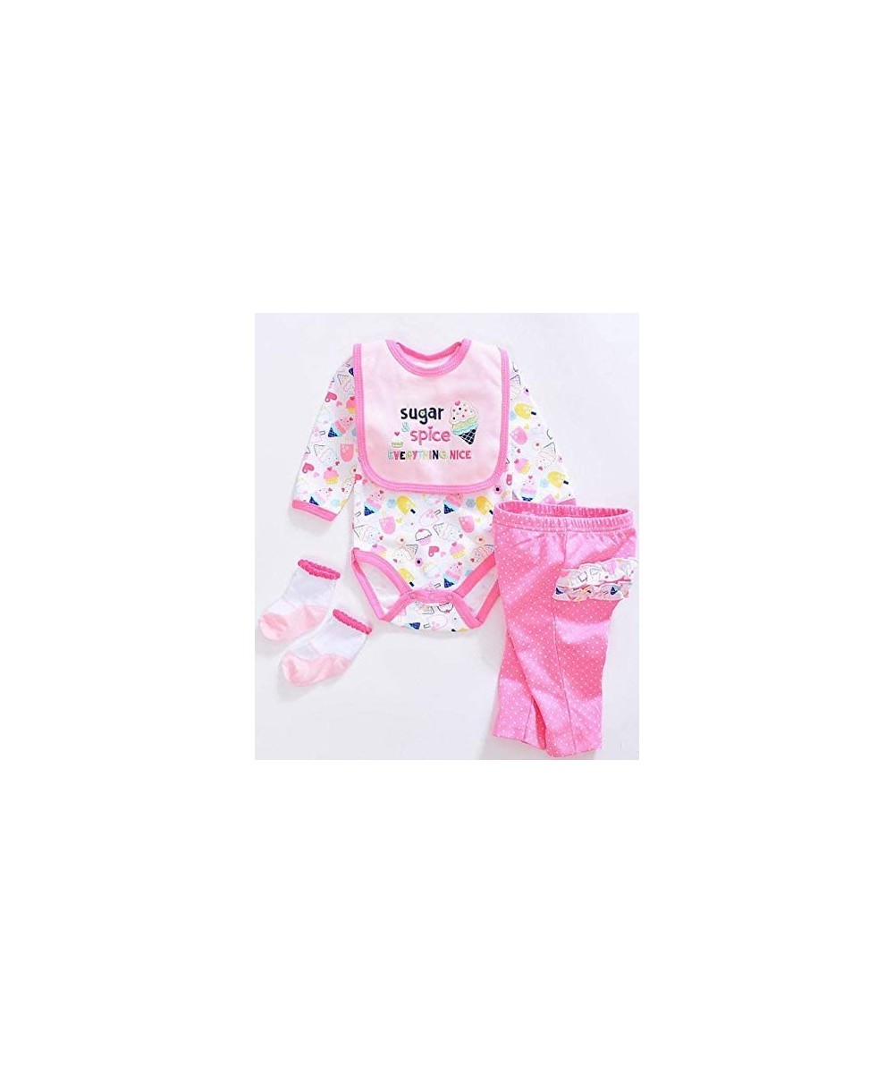 Reborn Dolls Girl Clothes Sugar Pattern Outfit for 20''- 23''Reborn Baby Doll Pink Clothing 4pcs Set $18.31 Doll Accessories