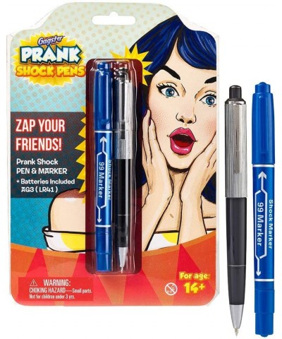 Shock Pen and Marker Prank Set 2-in-1 Funny Pens Gag Gift - Fool Friends and Make Family Laugh with Electric Shocking Practic...