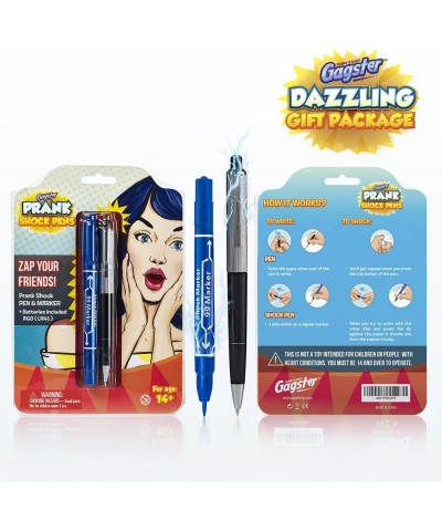 Shock Pen and Marker Prank Set 2-in-1 Funny Pens Gag Gift - Fool Friends and Make Family Laugh with Electric Shocking Practic...