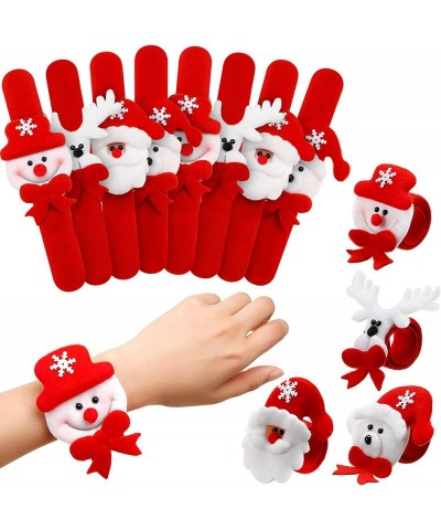 20 Pieces Christmas Slap Bracelets Christmas Snap Bracelet Party Favors Xmas Slap Bands Include Santa Claus Snowman Reindeer ...