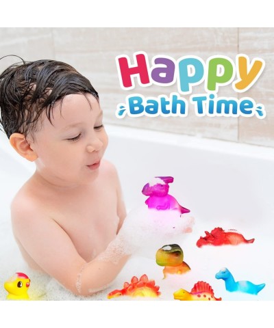 8 Pcs Light Up Bath Toys Baby Bathtub Toys for 3 4 5 Year Old Boy Girls Gifts Rubber Duck Dinosaur Shark for Toddlers Floatin...