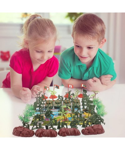 52 Piece Plastic Army Men for Boys Cool Mini Army Action Figures Military Set Military Toy Soldiers Figures with Tanks Planes...