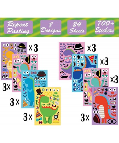 Dinosaur Scratch Paper Sticker Art Set 24 Sheets Make Dinosaur Face Stickers 12 Different Style Dinosaur Scratch Papers Great...