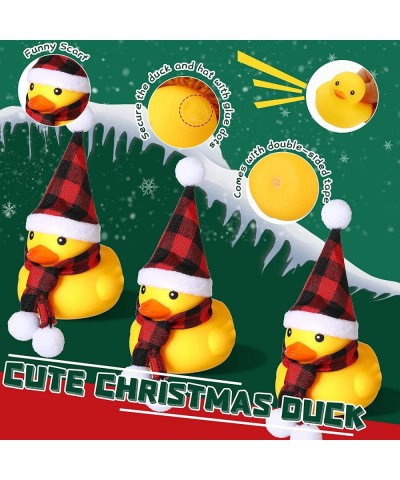 12 Pcs Christmas Rubber Ducks with 12 Hats and 12 Scarves Mini Rubber Ducks Christmas Mini Ducks Rubber Ducky Bath Toy for Bi...