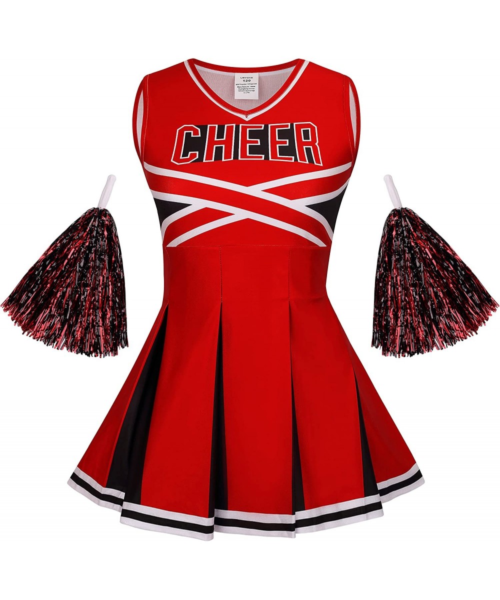 Cheerleader Costume for Girls Cheerleading Uniform Outfit with Poms Fancy Dress Halloween Party Birthday Gift 3-10Y $40.28 Ki...