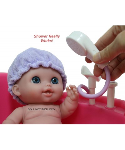 Adorable Lil' Cutesies Bathtub with Shower Fits Most Dolls Up to 10" Pink $26.07 Bathtub Toys