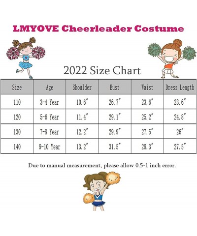 Cheerleader Costume for Girls Cheerleading Uniform Outfit with Poms Fancy Dress Halloween Party Birthday Gift 3-10Y $40.28 Ki...