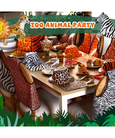 36 Pcs Jungle Safari Kids Animal Print Vest Jungle Animal Costume with 12 Vest 12 Hat and 12 Tote Bags Safari Party Dress up ...