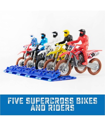 Supercross Authentic 5-Pack of 1:24 Scale Die-Cast Motorcycles with Rider Figure Toy Moto Bike for Kids and Collectors Ages 3...