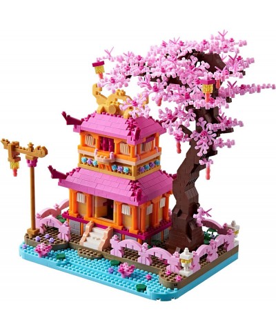 YUJNS Sakura Tree House Architecture Micro Blocks Set of Japanese Cherry Blossom Bonsai Trees Building Mini Bricks Modle Kit ...