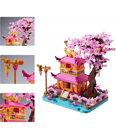 YUJNS Sakura Tree House Architecture Micro Blocks Set of Japanese Cherry Blossom Bonsai Trees Building Mini Bricks Modle Kit ...