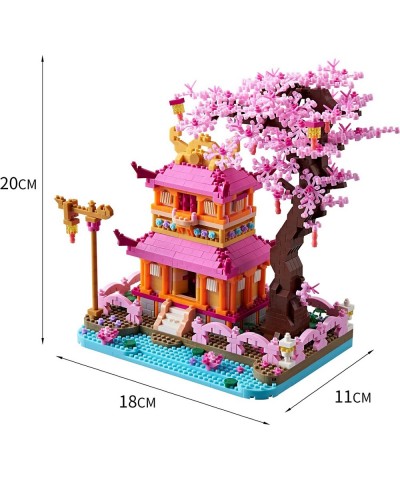 YUJNS Sakura Tree House Architecture Micro Blocks Set of Japanese Cherry Blossom Bonsai Trees Building Mini Bricks Modle Kit ...