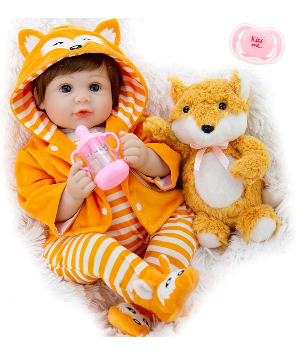 Reborn Baby Dolls 22 Inch Lifelike Realistic Newborn Dolls Reborn Baby Girl with Fox Set $95.24 Dolls