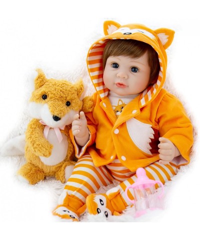 Reborn Baby Dolls 22 Inch Lifelike Realistic Newborn Dolls Reborn Baby Girl with Fox Set $95.24 Dolls