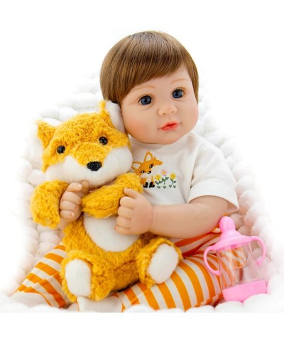 Reborn Baby Dolls 22 Inch Lifelike Realistic Newborn Dolls Reborn Baby Girl with Fox Set $95.24 Dolls