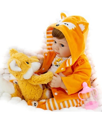 Reborn Baby Dolls 22 Inch Lifelike Realistic Newborn Dolls Reborn Baby Girl with Fox Set $95.24 Dolls