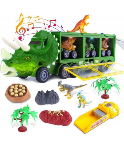 Dinosaur Toy Trucks Carrier for Kids Dinosaur Toys Set with Light Sound for Boys Girls Dinosaur Car Transporter Toy with Cars...