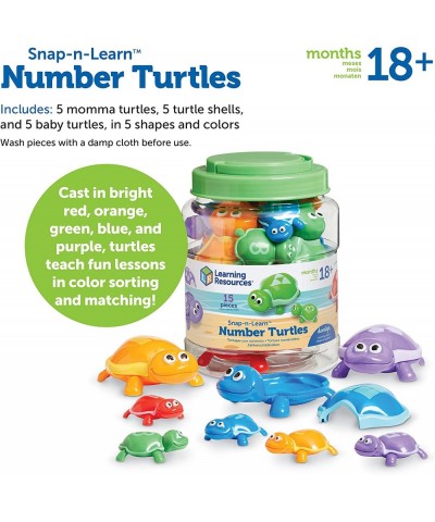 Number Turtles Set - 15 Pieces Ages 18+ months Fine Motor Toys for Toddlers Counting Toys for Toddlers Color & Sorting Toy Tu...