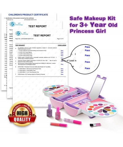 Kids Makeup Kit 54 Pcs Real Cosmetic Make Up Set Safty Tested Washable Makeup Toy Set with Portable Box for Girls Prentent Pl...