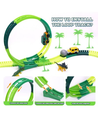 Dinosaur Toys for Kids 3-5 245 pcs Dino Race Car Track Create A Dinosaur World Road Race with Flexible Train Track Playset 2 ...