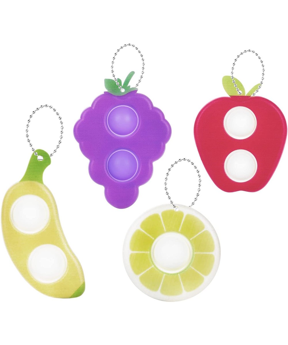 Pop Fidget Toys 4 Pack Push Bubble Pop Keychain Toys Banana Apple Grape Lemon Shape Dimple Simple Fidget Mini Stress Relief H...