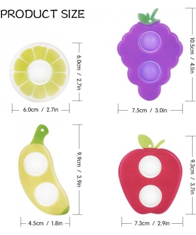 Pop Fidget Toys 4 Pack Push Bubble Pop Keychain Toys Banana Apple Grape Lemon Shape Dimple Simple Fidget Mini Stress Relief H...