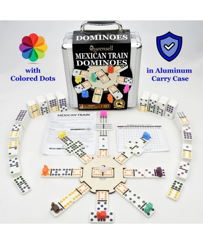 Mexican Train Dominoes Set for Adults Tile Board Game - Dominos Set for Classic Board Games - Double 12 Dominoes Set for Fami...