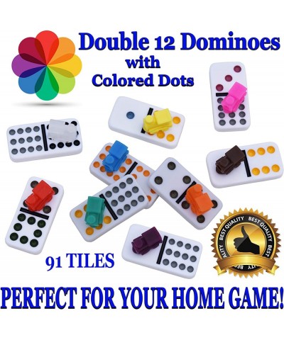 Mexican Train Dominoes Set for Adults Tile Board Game - Dominos Set for Classic Board Games - Double 12 Dominoes Set for Fami...