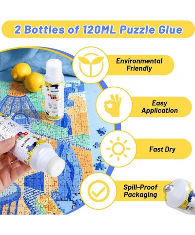 2 Pack 240ml Jigsaw Puzzle Glue with New Sponge Head Suitable for 1000/3000/5000 Pieces of Paper and Wood Puzzle Clear Water-...