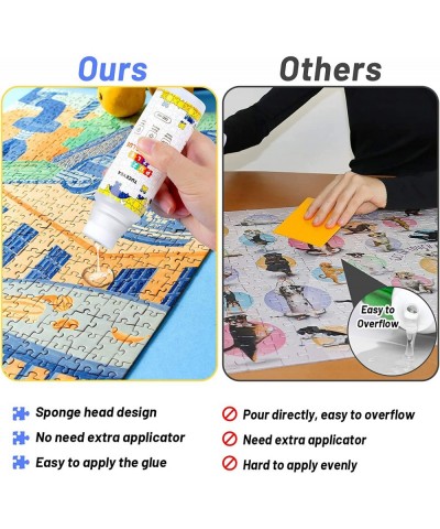 2 Pack 240ml Jigsaw Puzzle Glue with New Sponge Head Suitable for 1000/3000/5000 Pieces of Paper and Wood Puzzle Clear Water-...