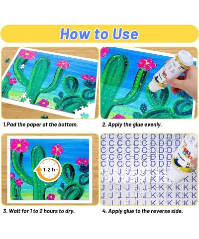 2 Pack 240ml Jigsaw Puzzle Glue with New Sponge Head Suitable for 1000/3000/5000 Pieces of Paper and Wood Puzzle Clear Water-...