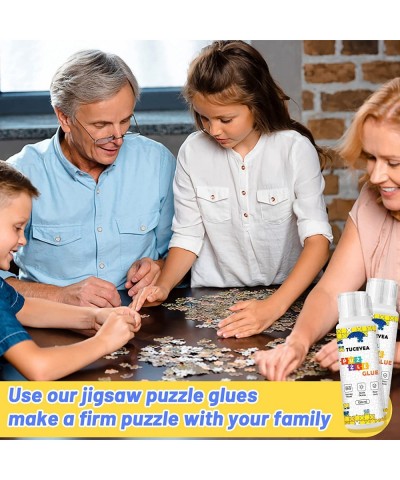 2 Pack 240ml Jigsaw Puzzle Glue with New Sponge Head Suitable for 1000/3000/5000 Pieces of Paper and Wood Puzzle Clear Water-...