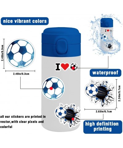 52PCS Soccer Stickers Soccer Sports Stickers Decals Waterproof for Soccer Water Bottles Gift Phone Skateboard Scrapbook Lugga...