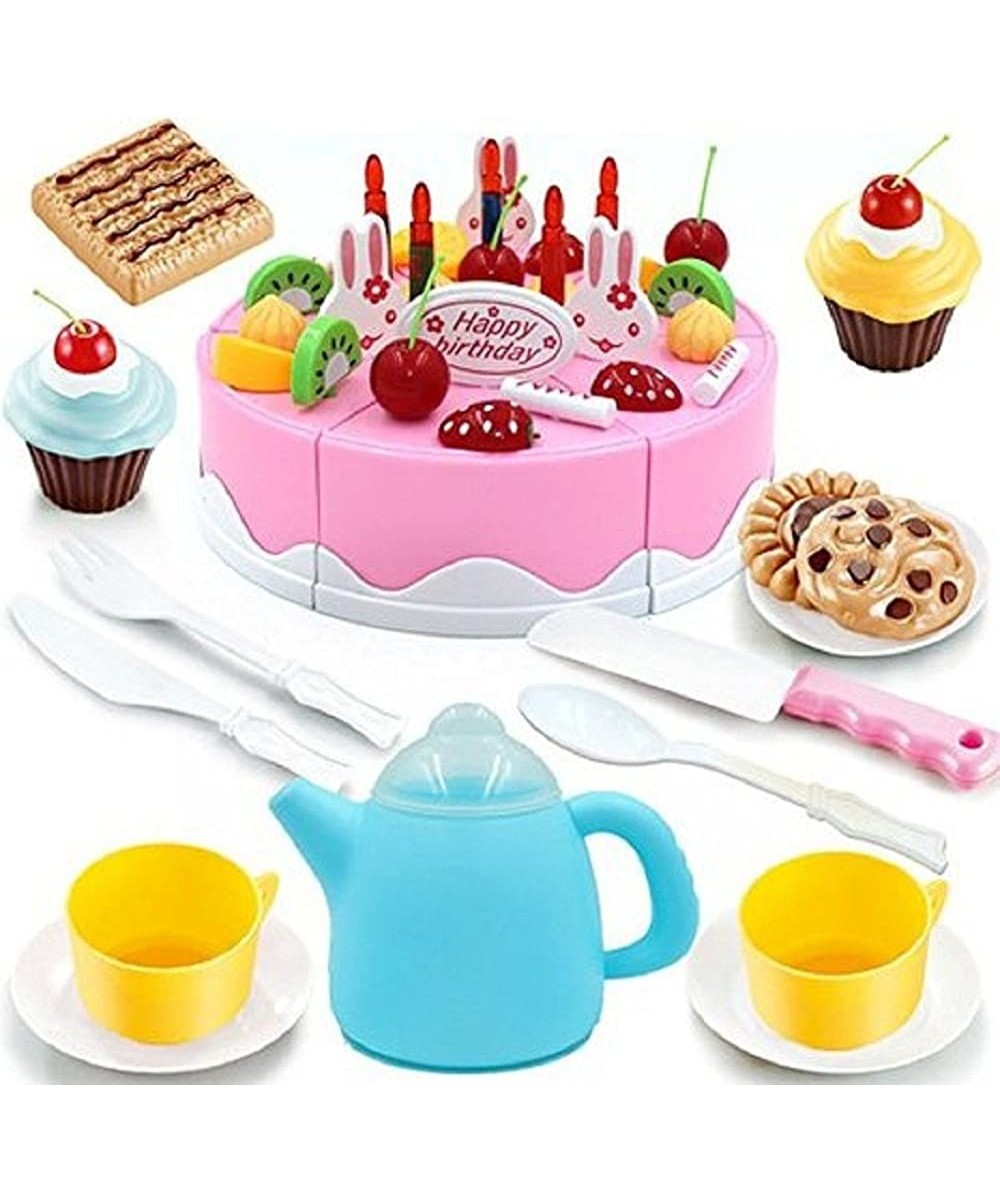 Play Food Set Kids Gift Birthday Cake with Cutting Knife Tea Pot and Cups (Pink) $21.88 Toy Kitchen Products