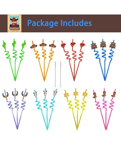 Western Cowboy Party Favors 24pcs Cowboy Theme Straws for Western Birthday Party Supplies Decorations Cowboy Party Supplies R...