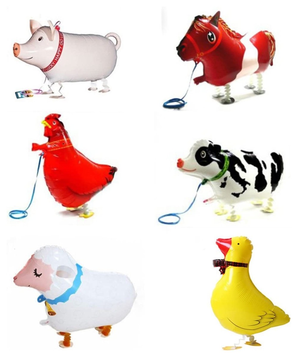 6 Piece Walking Animal Balloons Pet balloons Animal Balloons Farm Animal Balloon for Animal Theme Birthday Party Decorations ...