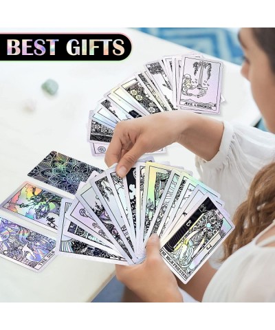 Holographic Tarot Deck with-Guidebook - Rainbow Tarot Cards for Beginners&Expert Readers Astrology PVC Tarot Deck Set 78 Orig...