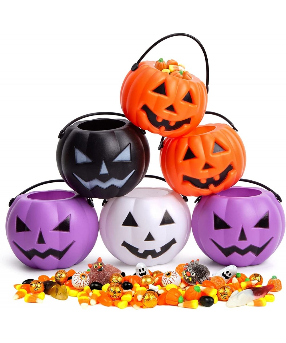 Kids Halloween Candy Buckets 12PCS Mini Portable Pumpkin Bucket Candy Bowl Holder Children Trick or Treat Bags for Halloween ...