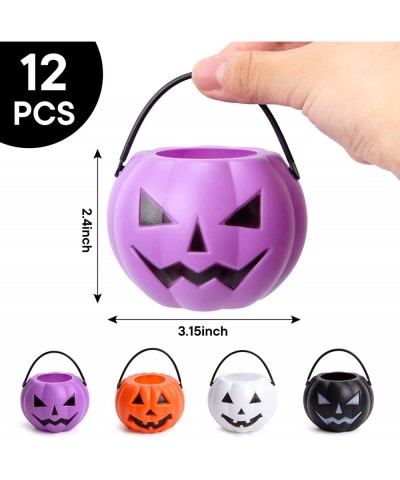 Kids Halloween Candy Buckets 12PCS Mini Portable Pumpkin Bucket Candy Bowl Holder Children Trick or Treat Bags for Halloween ...