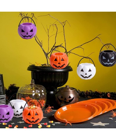 Kids Halloween Candy Buckets 12PCS Mini Portable Pumpkin Bucket Candy Bowl Holder Children Trick or Treat Bags for Halloween ...