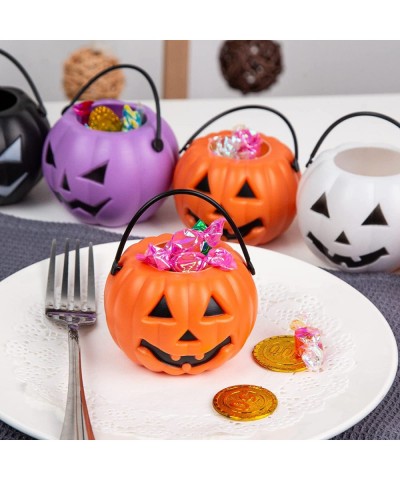 Kids Halloween Candy Buckets 12PCS Mini Portable Pumpkin Bucket Candy Bowl Holder Children Trick or Treat Bags for Halloween ...