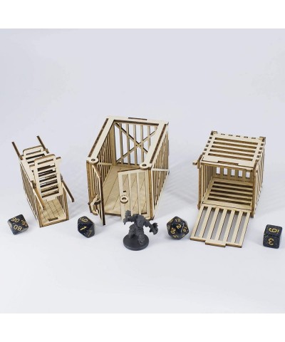 DND Dungeon Prison Cage Miniatures Set of 3 Wood Dice Jails 28mm Fantasy Terrain for Dungeons & Dragons Warhammer Pathfinder ...