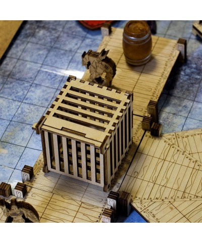 DND Dungeon Prison Cage Miniatures Set of 3 Wood Dice Jails 28mm Fantasy Terrain for Dungeons & Dragons Warhammer Pathfinder ...