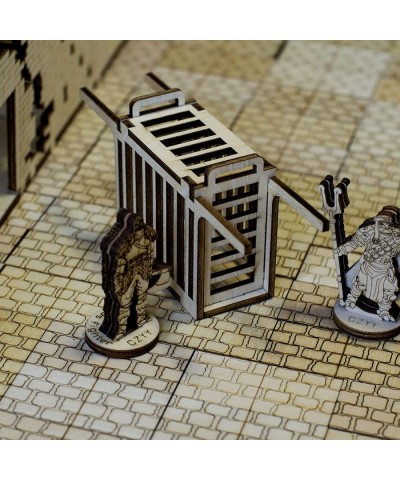 DND Dungeon Prison Cage Miniatures Set of 3 Wood Dice Jails 28mm Fantasy Terrain for Dungeons & Dragons Warhammer Pathfinder ...