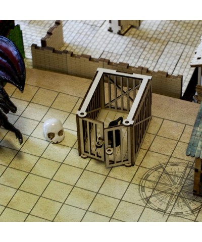 DND Dungeon Prison Cage Miniatures Set of 3 Wood Dice Jails 28mm Fantasy Terrain for Dungeons & Dragons Warhammer Pathfinder ...