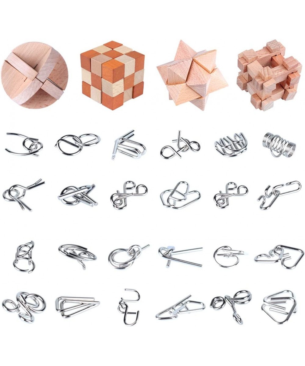 Brain Teaser Puzzle for Kids Adults Puzzle Games Wooden and Metal 3D Unlock Interlocking Puzzle Educational Toy 28Pcs $50.33 ...